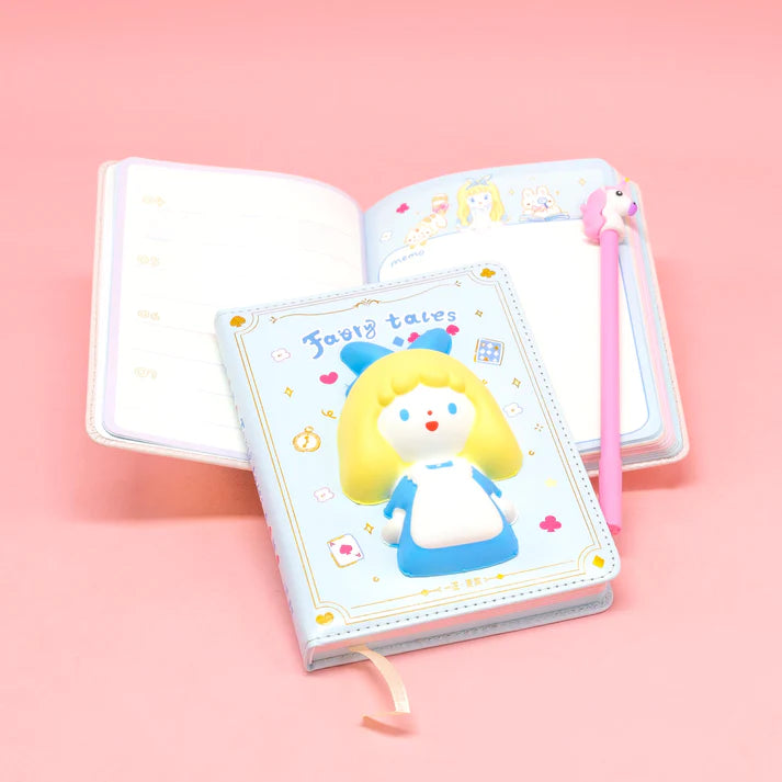 Cute Squishy Hardcover Notebook Fairytale Blue Bow