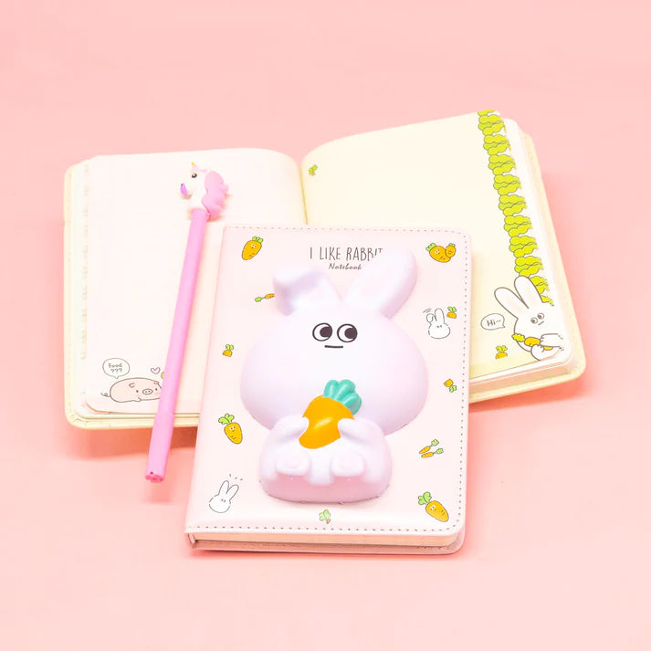 Cute Squishy Hardcover Notebook Carrot Bunny