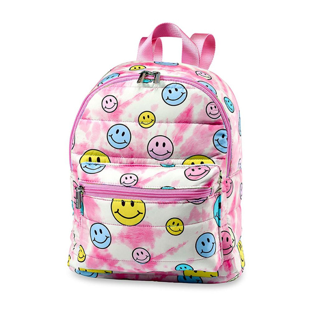 Tie-Dye Smiley Puffer Mini Backpack
