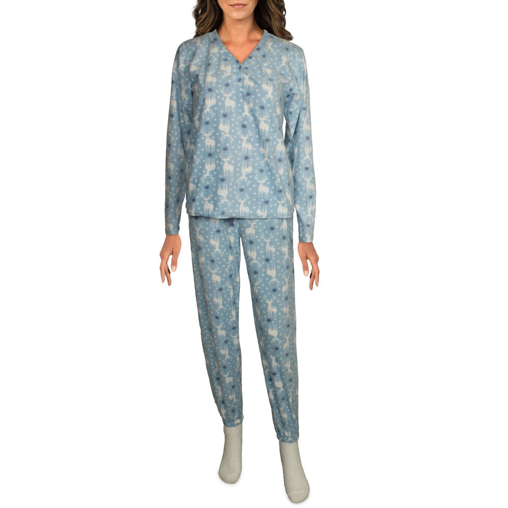 Wintery Mix 2 PC Fleece Pajama Set Blue