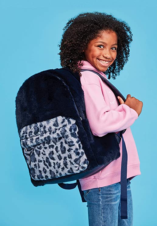 Blue Leopard Furry Backpack