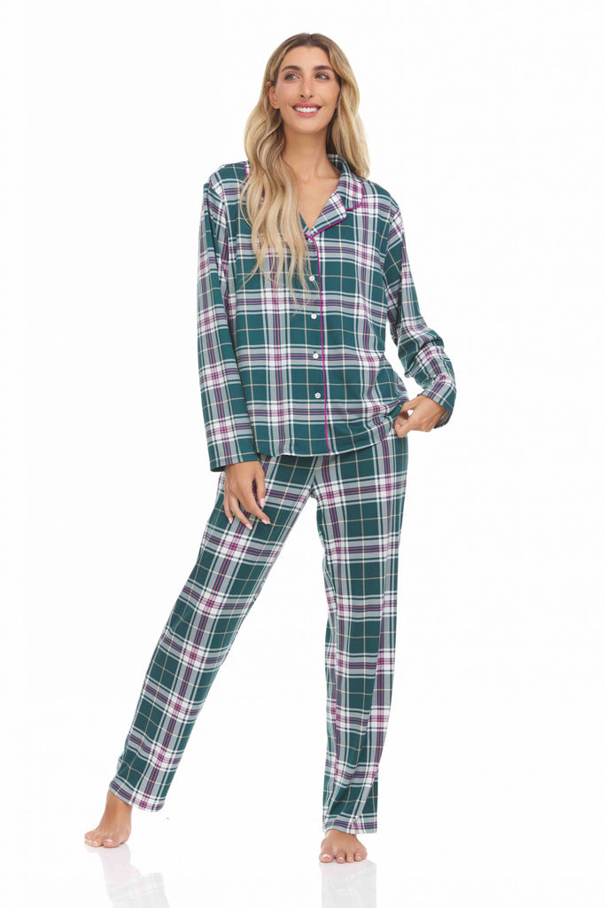 Notch Pajama Set - Green Plaid