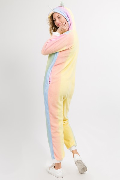Plush Rainbow Unicorn Animal Onesie Pajamas