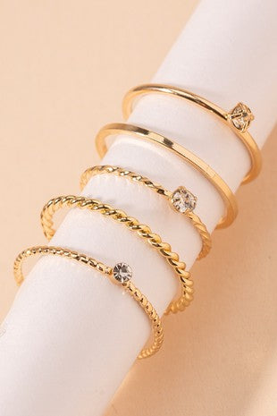 Set of 5 Textured Rings