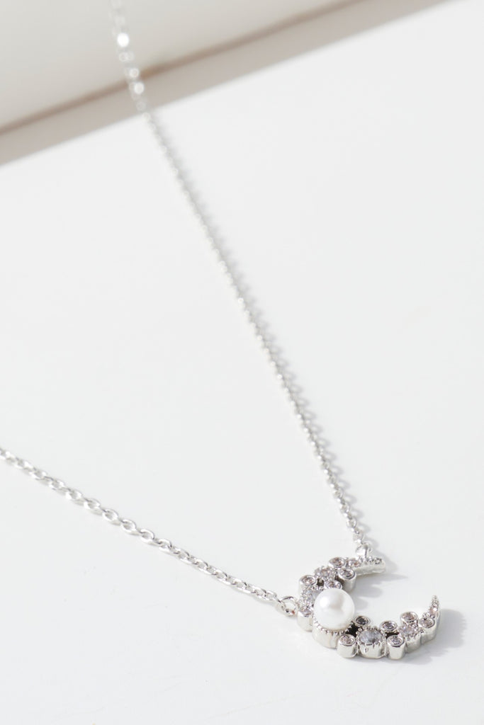 Moon and Floral Charm Necklace