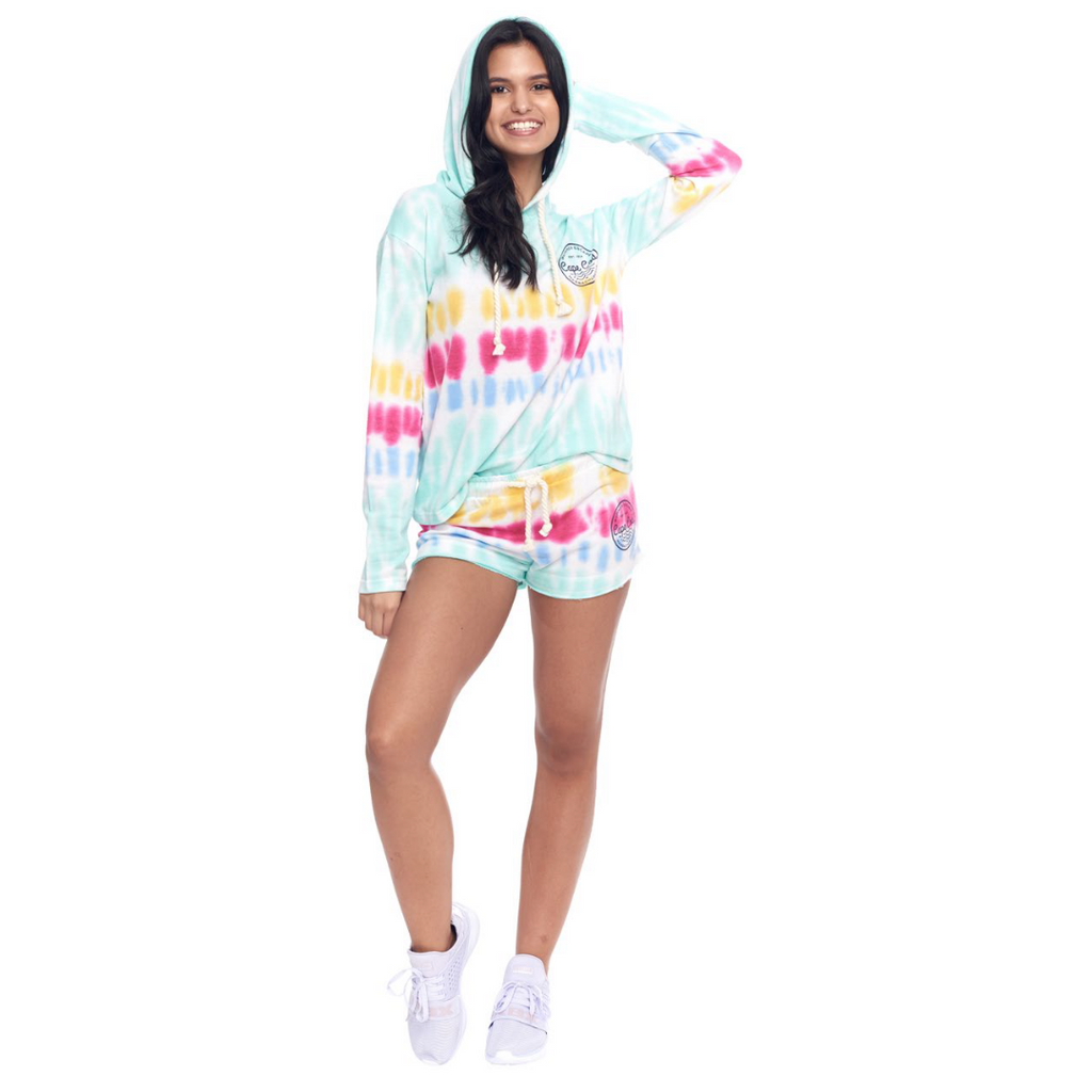 Tie Dyed Hooded Long Sleeve Pullover - MINT