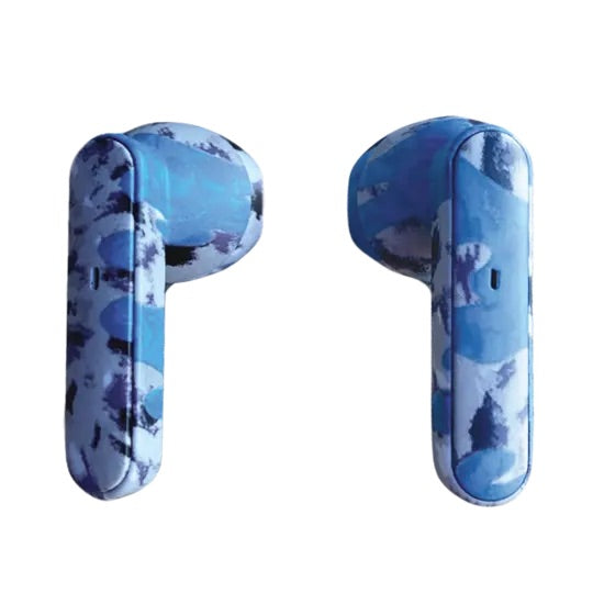 Blue Tie Dye Bluetooth Earbuds